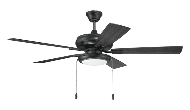 ECF119FB5-FBGW - EOS Low Profile 1 bulb Frosted White 52" Ceiling Fan 52" 5 Blade Ceiling Fan with Light Kit - Flat Black