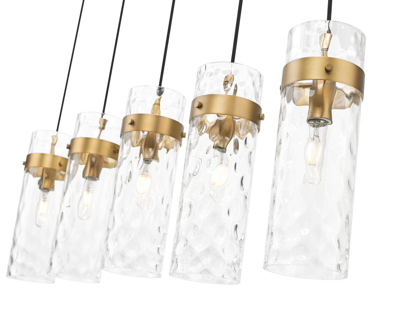 7002P5-5L-RB - Fontaine 5 Light Linear 44" Chandelier - Rubbed Brass