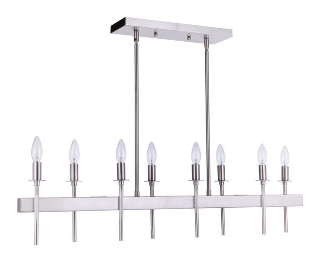 54378-BNK - Larrson 8 Light 4.75" Wide Island Light - Brushed Nickel