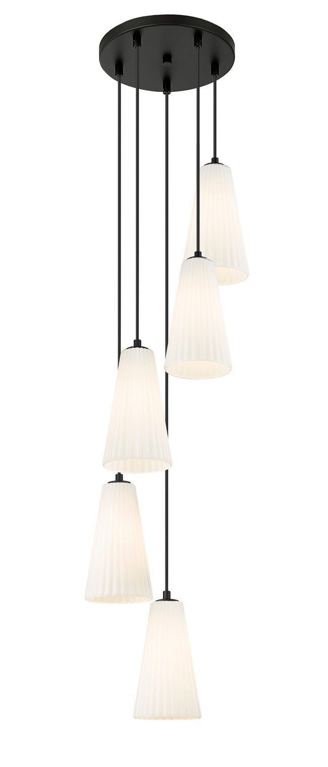 3043P6-5R-MB - Farrell 5 Light 12" Chandelier - Matte Black