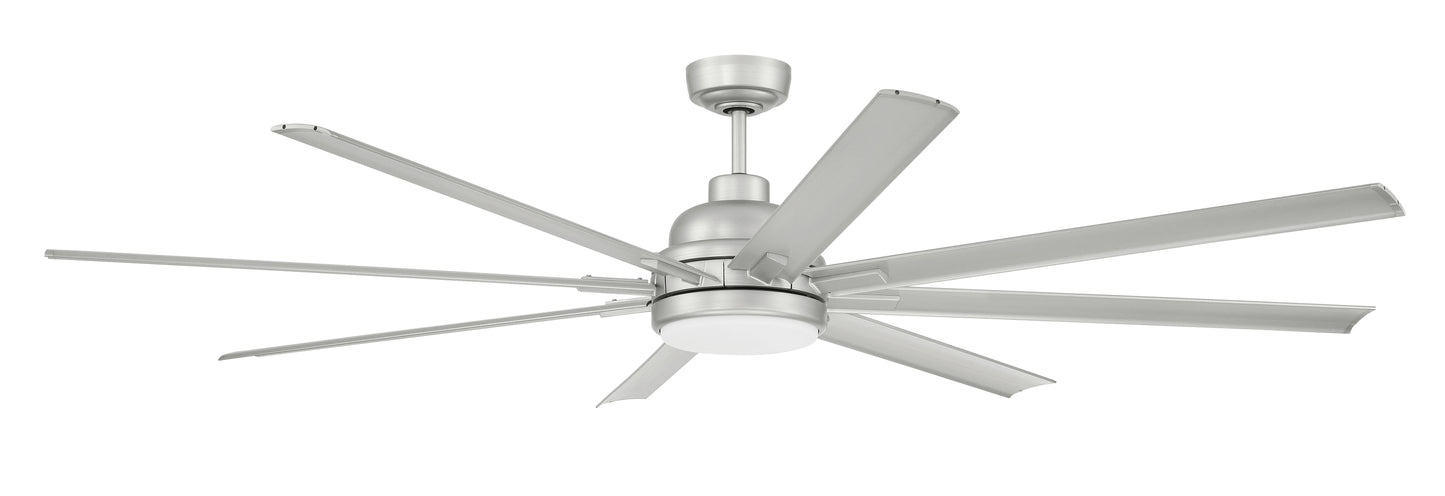 RSH72PN8 - Rush 72 72" 8 Blade Indoor Outdoor Ceiling Fan with Light Kit - Painted Nickel