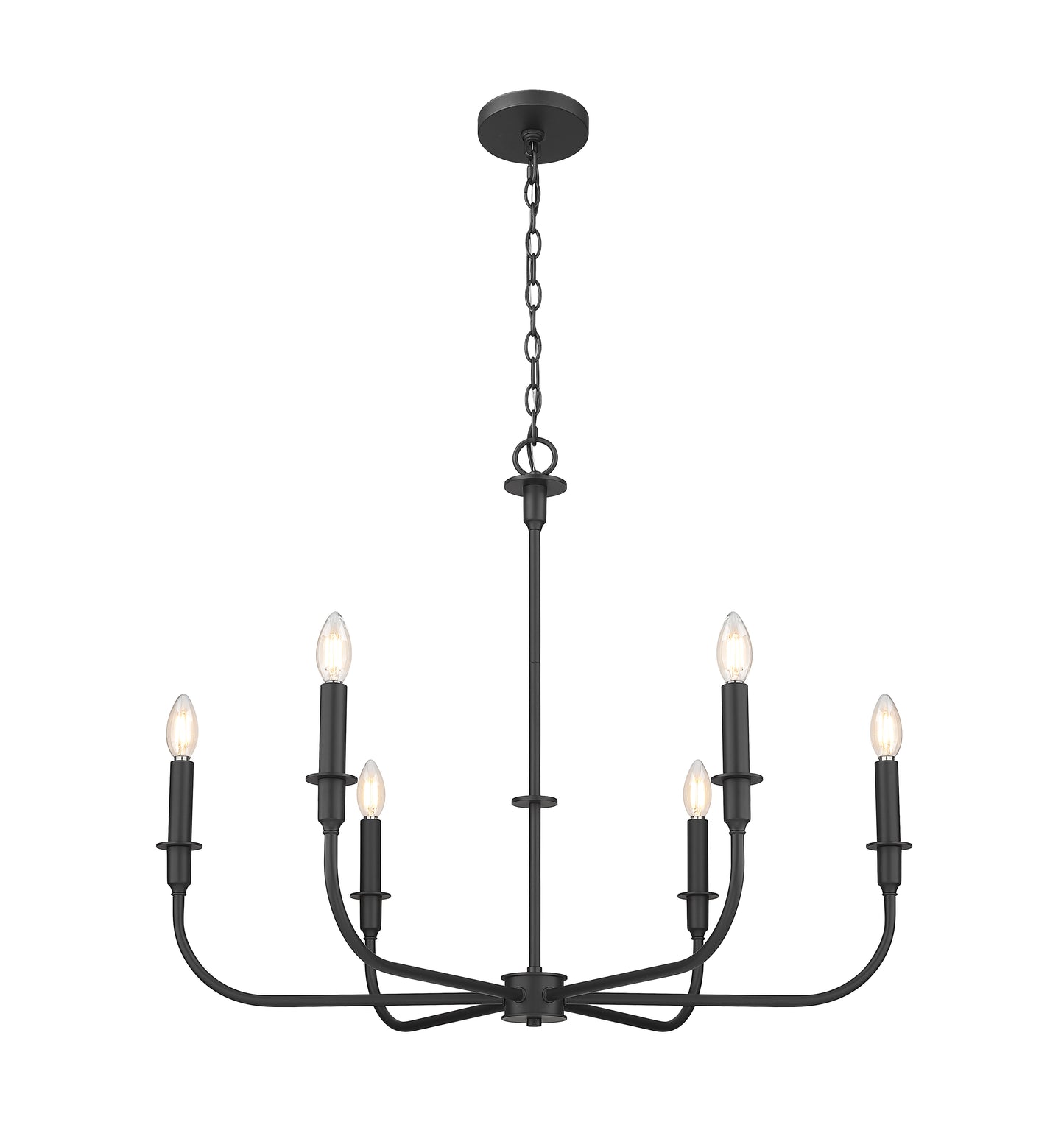 3049-32MB - Tova 6 Light 36" Chandelier - Matte Black