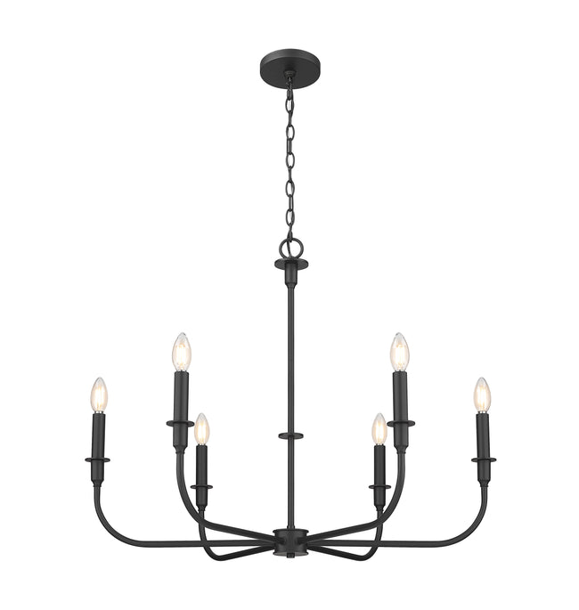 3049-32MB - Tova 6 Light 36" Chandelier - Matte Black