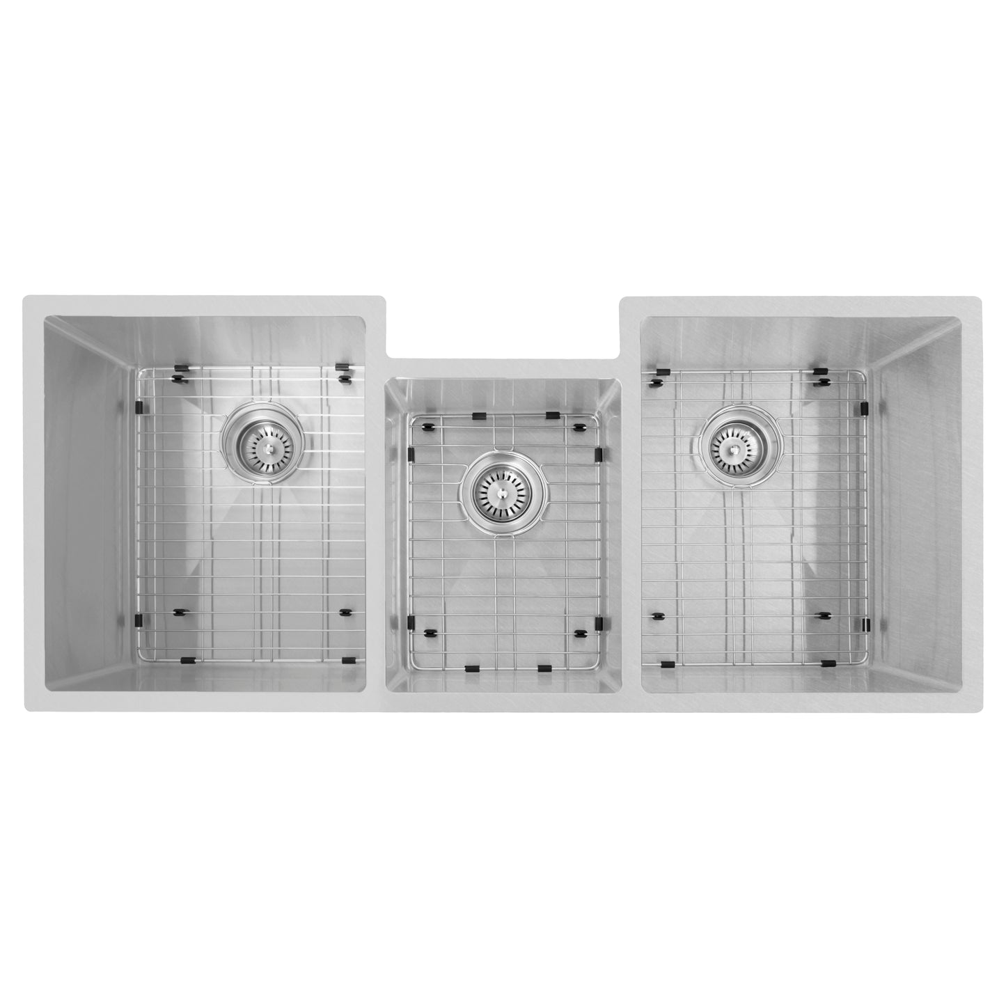 SLT-45S - 45" Breckenridge Undermount Triple Bowl Satin Stainless Steel Kitchen Sink with Bottom Grid
