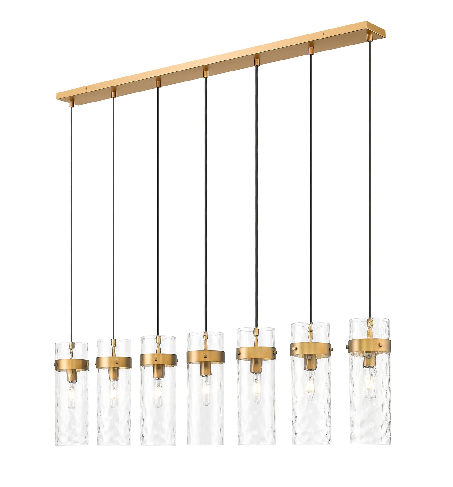 7002P5-7L-RB - Fontaine 7 Light Linear 57" Chandelier - Rubbed Brass