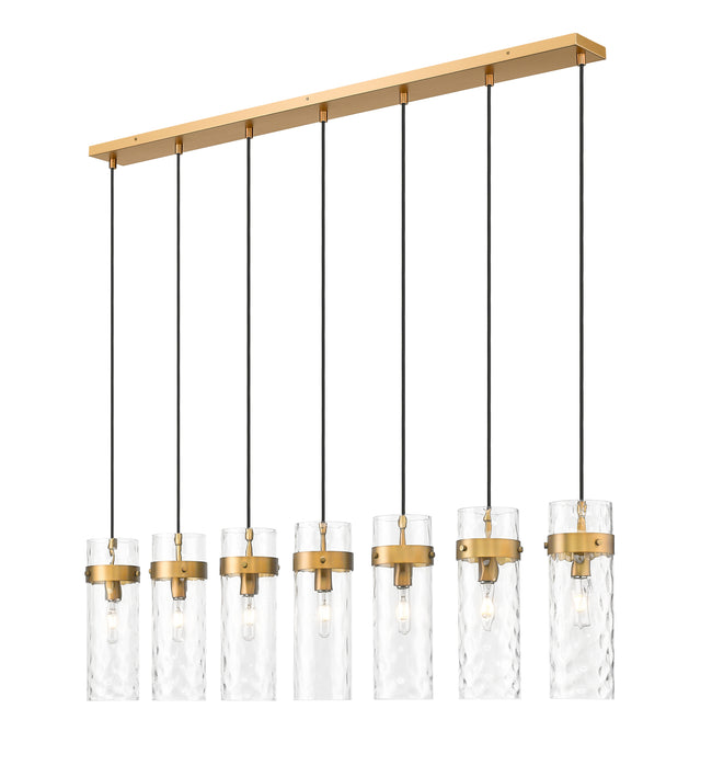 7002P5-7L-RB - Fontaine 7 Light Linear 57" Chandelier - Rubbed Brass