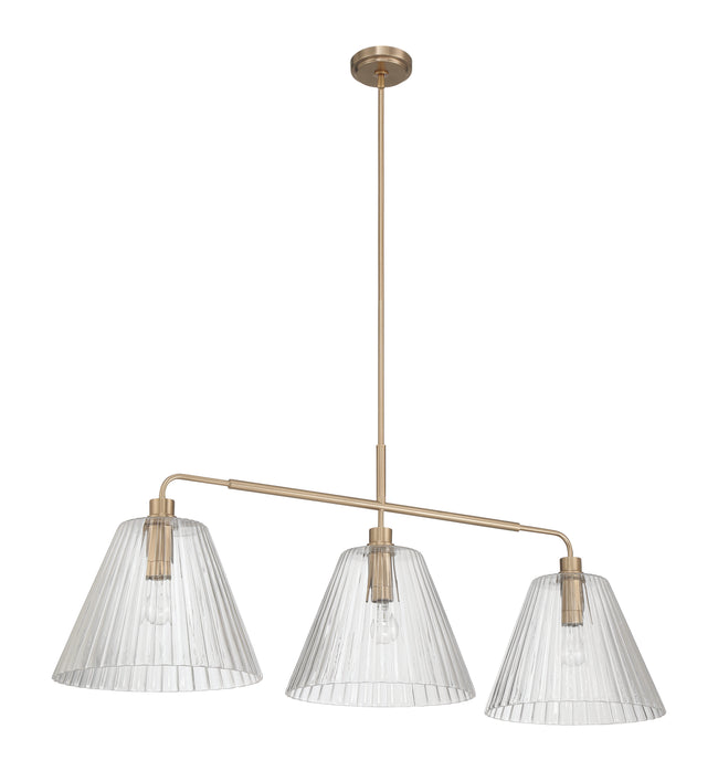 61173-CPZ - Pleated 3 Light 14" Wide Island Light - Premium Bronze
