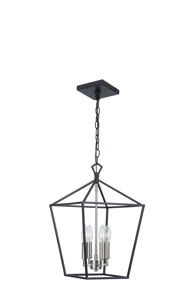 56334-FBBNK - Flynt II 4 Light 12" Wide Foyer Light - Flat Black / Brushed Polished Nickel
