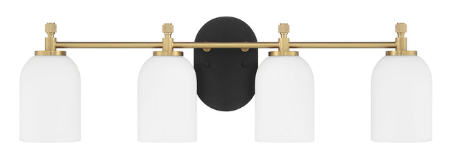 60304-FBSB - Council 4 Light 29" Wide Vanity Light - Flat Black / Satin Brass