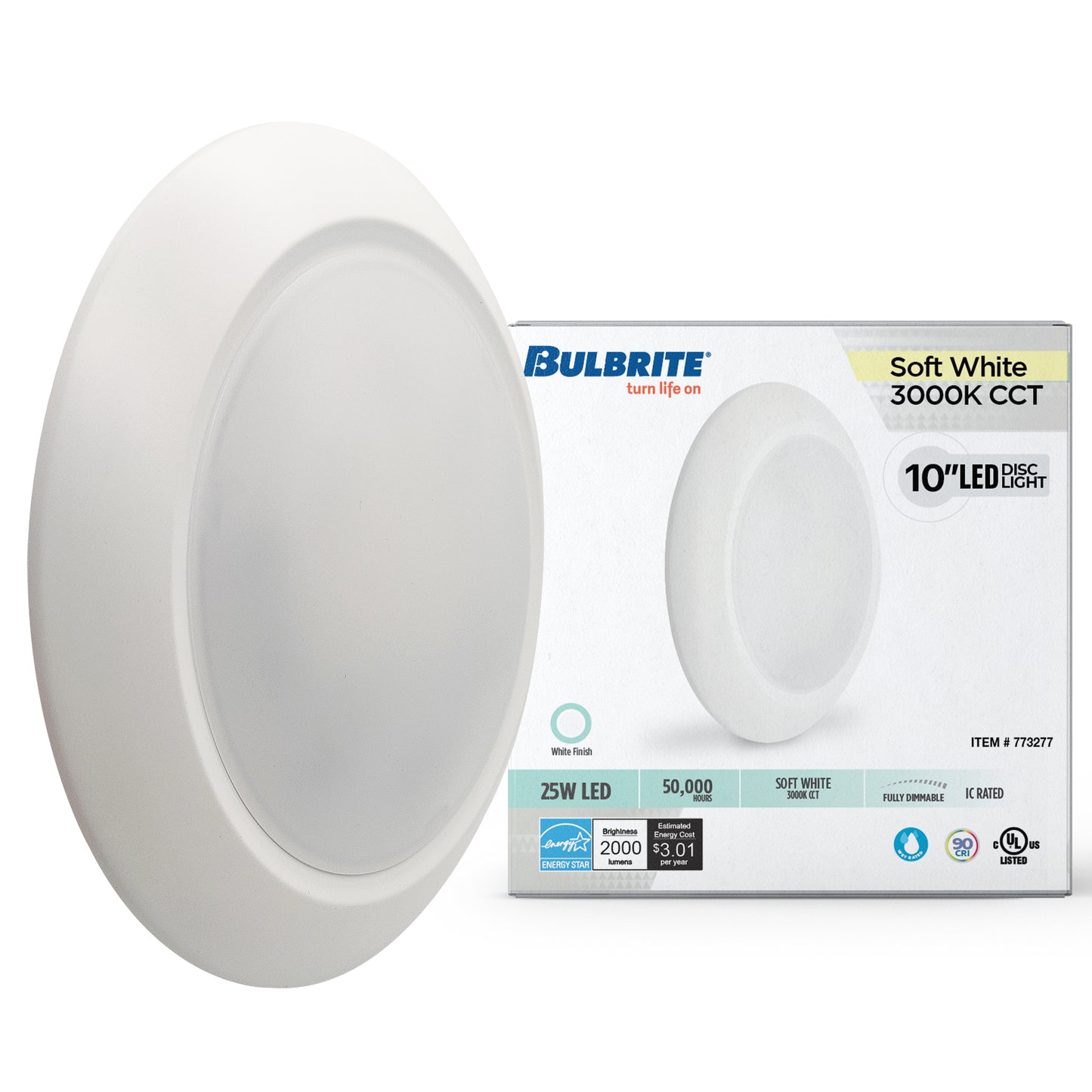 773277 - 25 Watt LED 10" Disc, 3000K, 2000 Lumens, White Finish