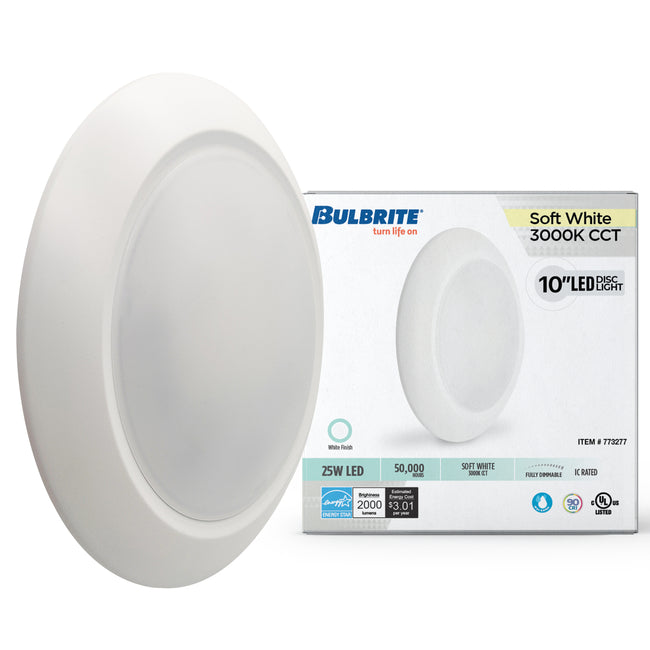 773277 - 25 Watt LED 10" Disc, 3000K, 2000 Lumens, White Finish