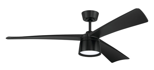 CTO52FB3 - Canto 52" 3-Blade Indoor/Outdoor Rated Damp Ceiling Fan 52" 3 Blade Indoor Outdoor Ceiling Fan with Light Kit - Flat Black