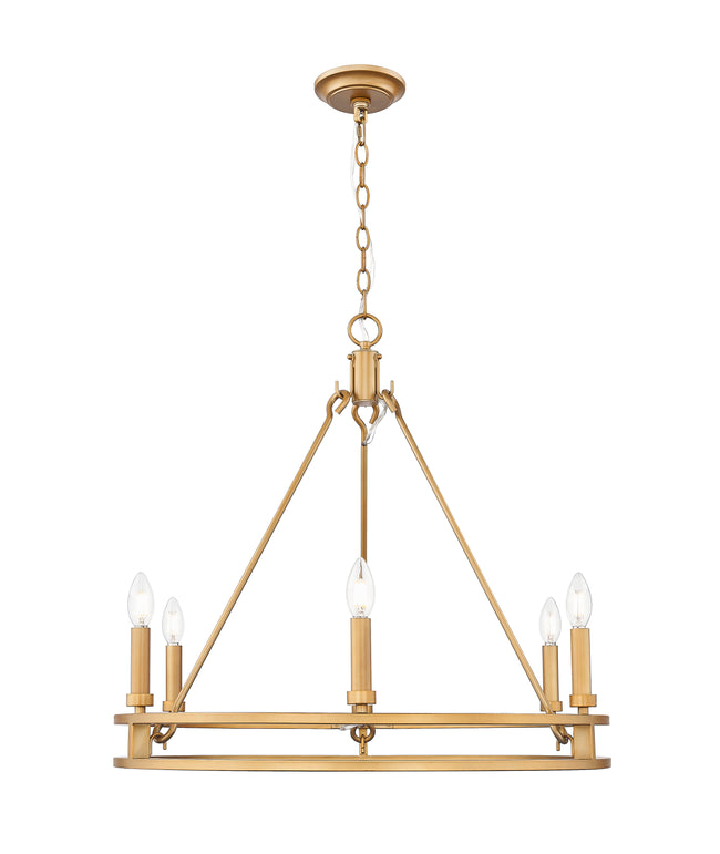 4005-6SBR - Dennison 6 Light 28" Chandelier - Signature Brass