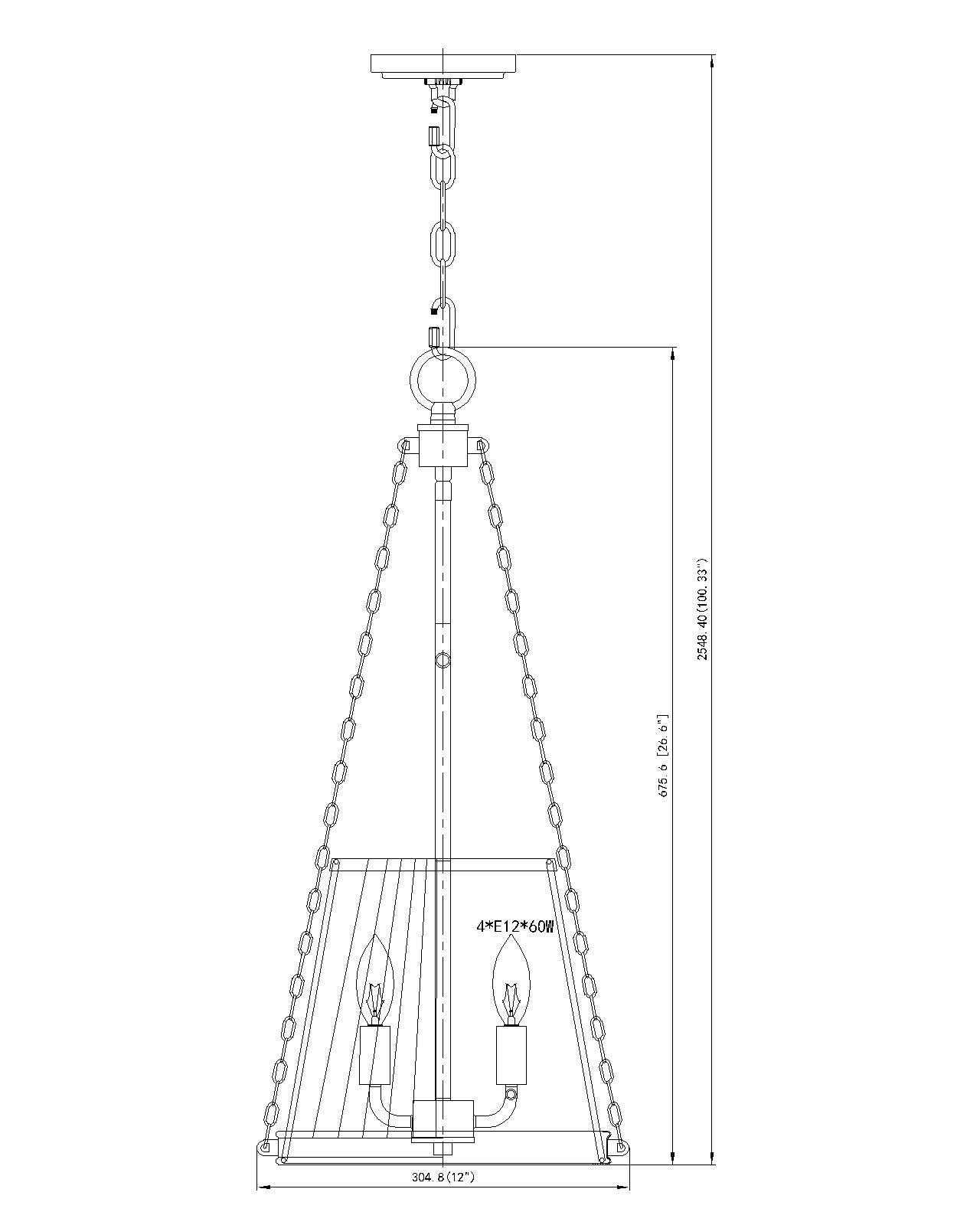 1954P12-MGLD - Madeline 4 Light 12" Pendant - Modern Gold