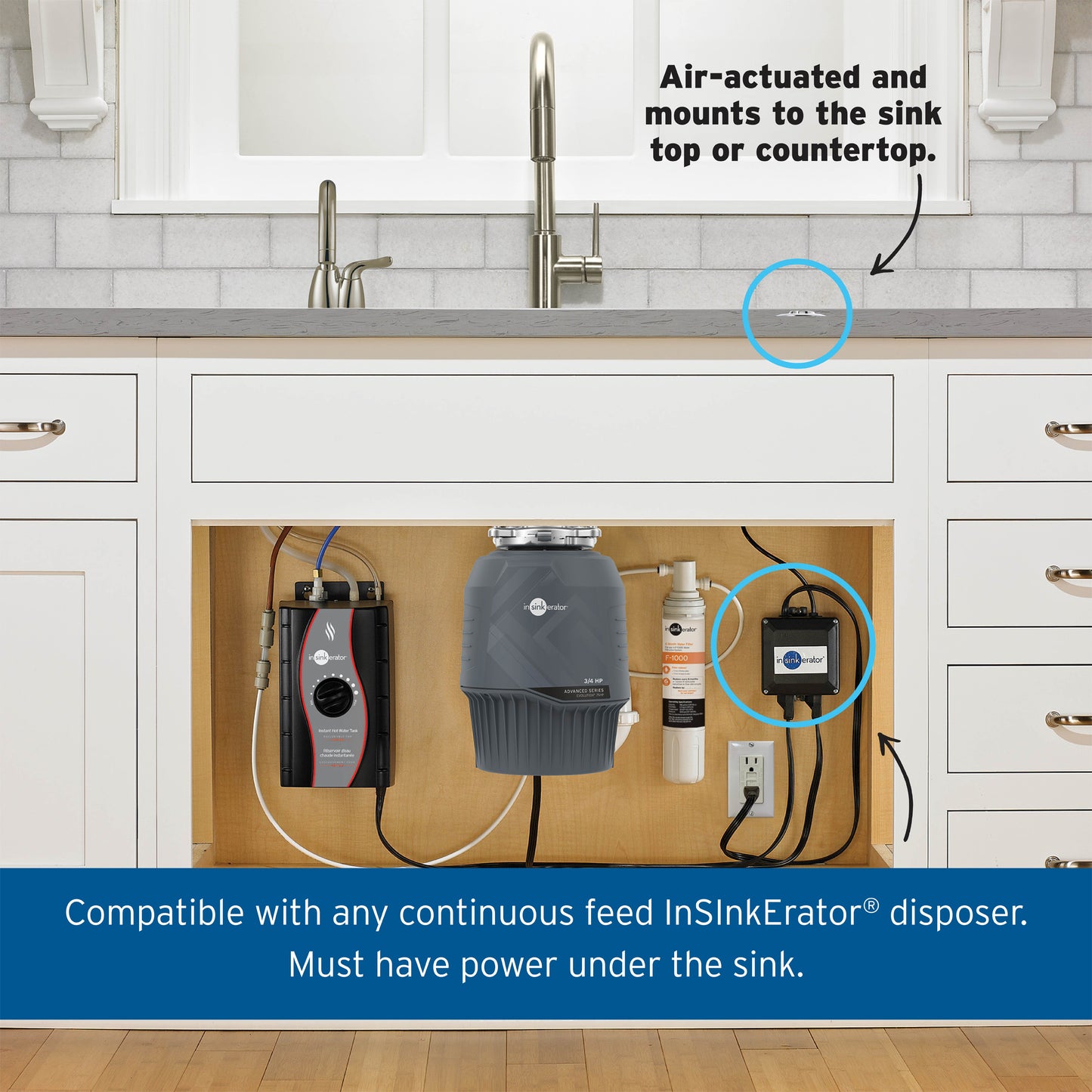 76696 - SinkTop Switch - Dual Outlet with Chrome and White Buttons