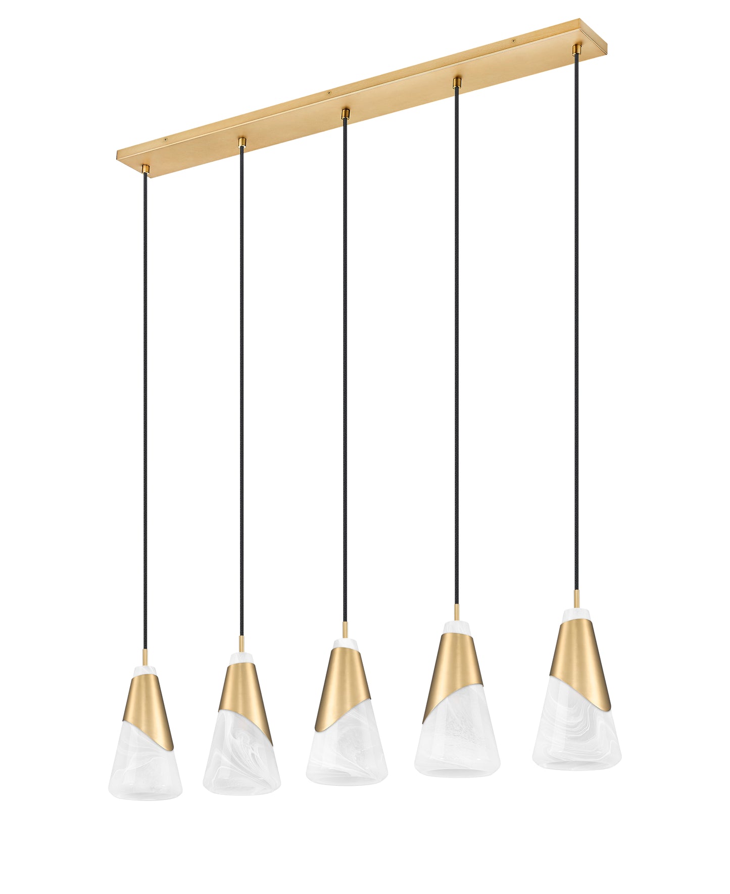 828P6-5L-MGLD - Aimie 5 Light Linear 42" Chandelier - Modern Gold