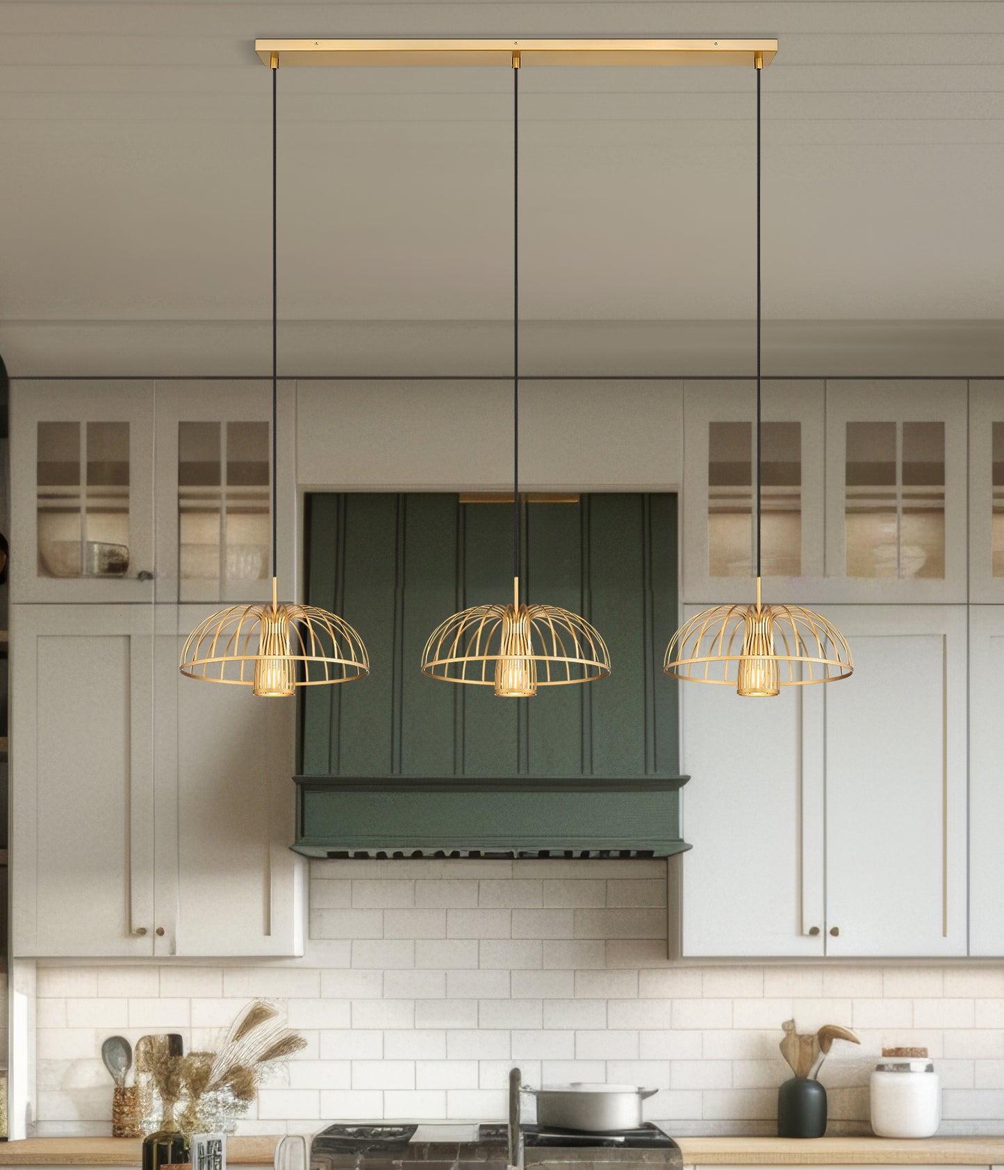 623P16-3L-MGLD - Valencia 3 Light Linear 56" Chandelier - Modern Gold