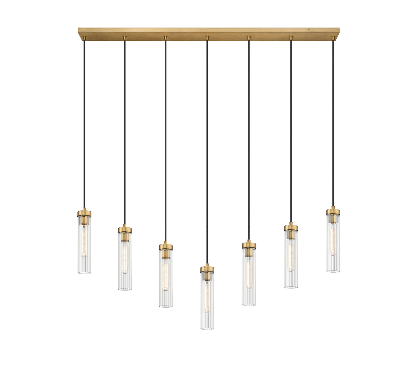 740P-7L-RB - Beau 7 Light Linear 54" Chandelier - Rubbed Brass