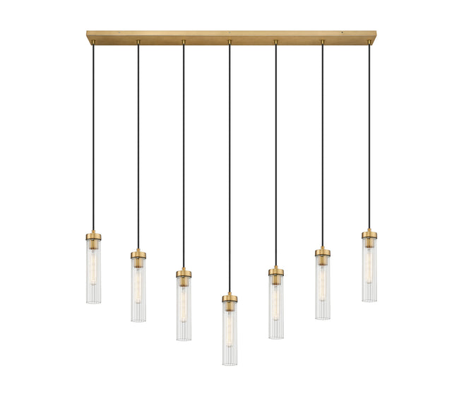 740P-7L-RB - Beau 7 Light Linear 54" Chandelier - Rubbed Brass