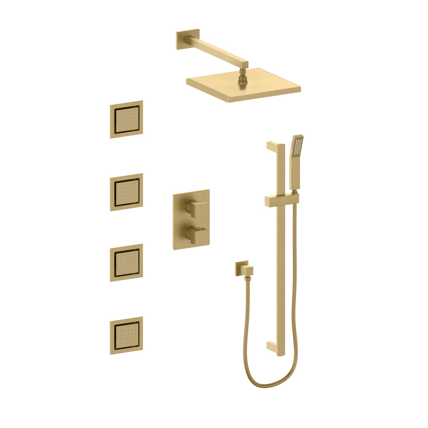 CBY-SHS-T3-CB - Autograph Edition Crystal Bay Thermostatic Shower System with Body Jets in Champagne Bronze