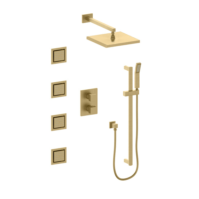 CBY-SHS-T3-CB - Autograph Edition Crystal Bay Thermostatic Shower System with Body Jets in Champagne Bronze