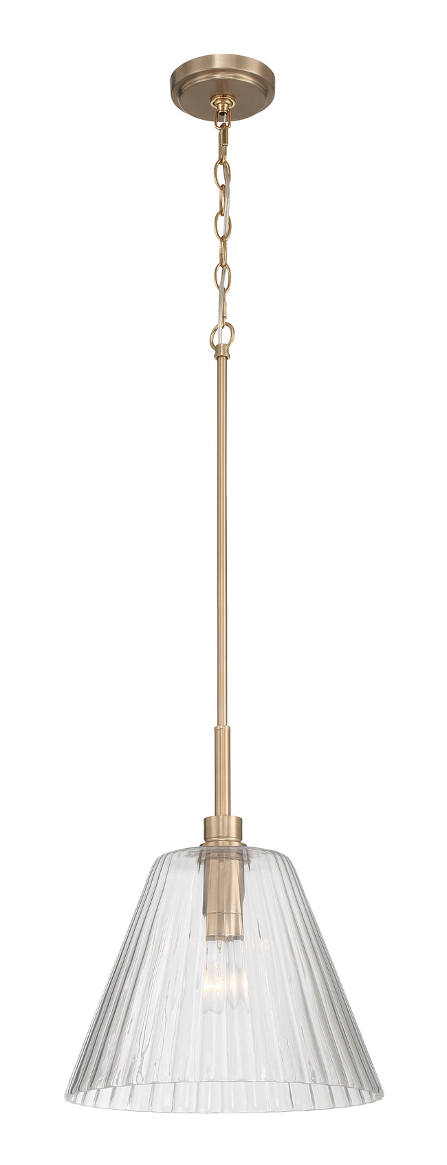 61192-CPZ - Pleated 1 Light 14" Wide Pendant - Premium Bronze