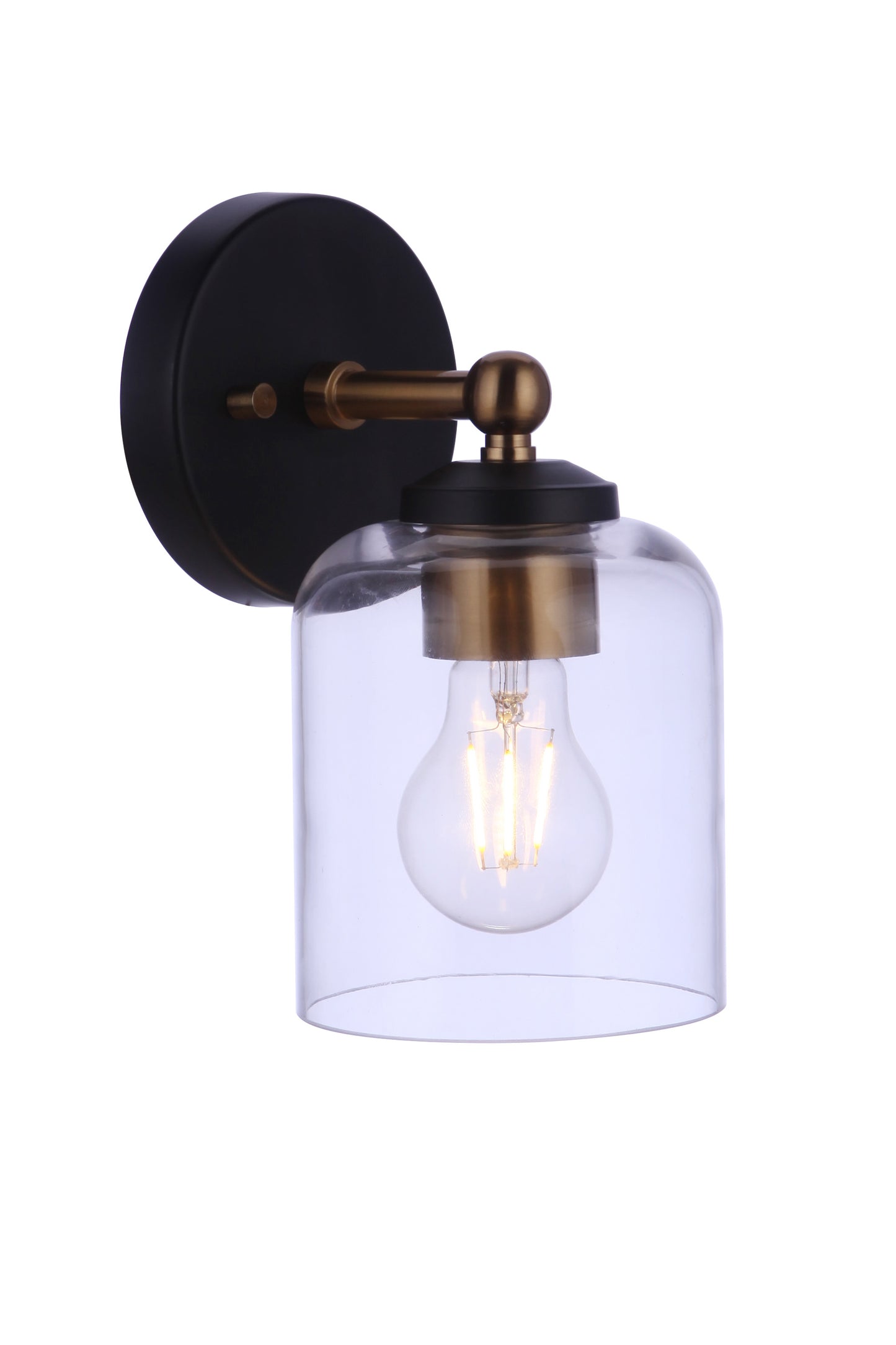 18705FBSB1 - Coppa 1 Light 9" High Wall Sconce - Flat Black / Satin Brass