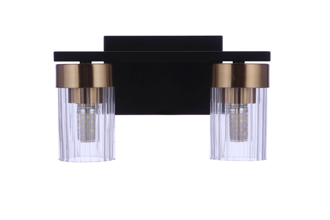 11811FBSB2 - Bond Street 2 Light 11" Wide Vanity Light - Flat Black / Satin Brass