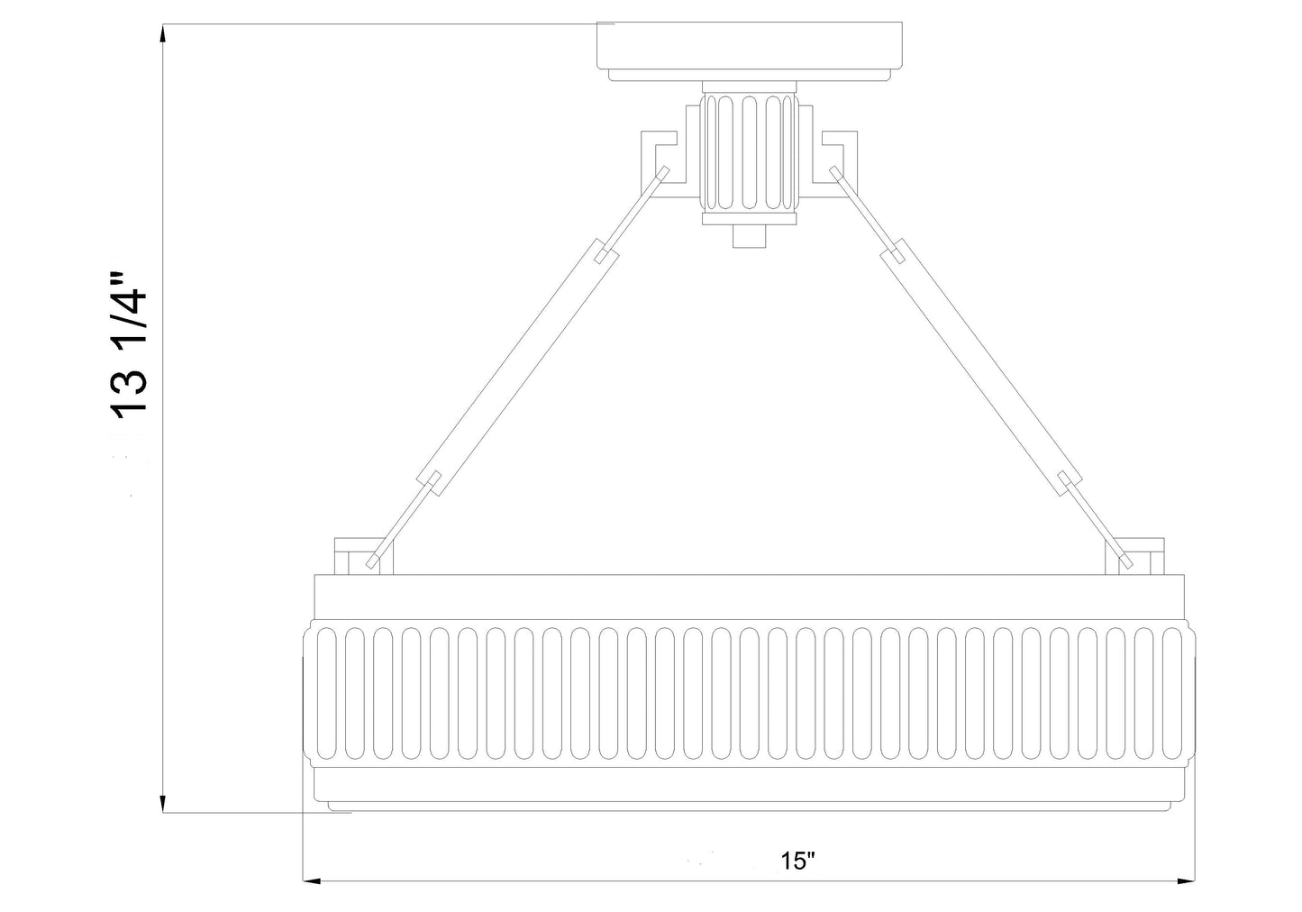 3046SF15-SN-LED - Quinn 1 Light Semi Flush 15" Mount - Satin Nickel