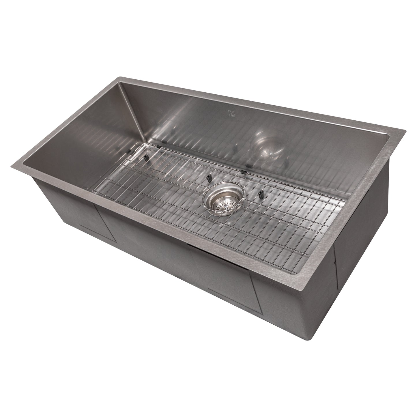 SRS-36S - 36" Meribel Undermount Single Bowl Satin Stainless Steel Kitchen Sink with Bottom Grid