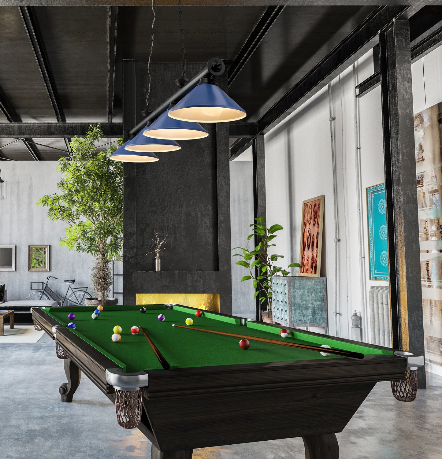 2306-4MB-MNB - Cordon 4 Light 82" Billiard - Matte Black