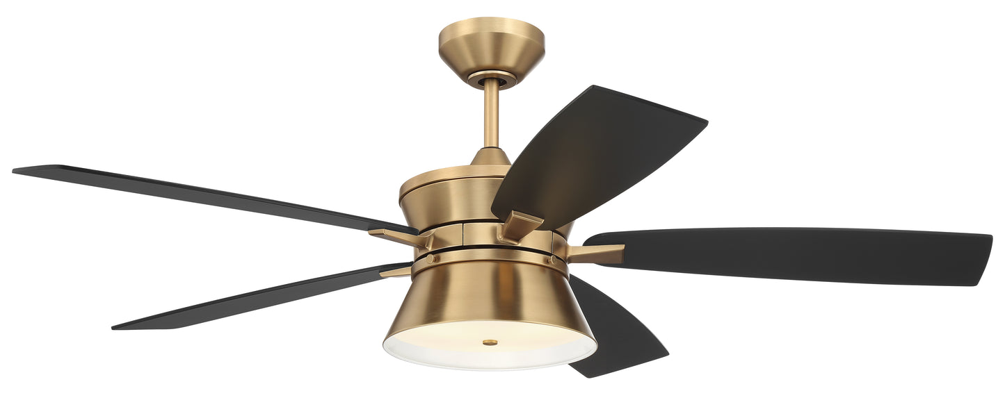 DMK52SB5-NWF - Dominick 52" Indoor Ceiling Fan with no Wifi 52" 5 Blade Ceiling Fan with Light Kit - Satin Brass