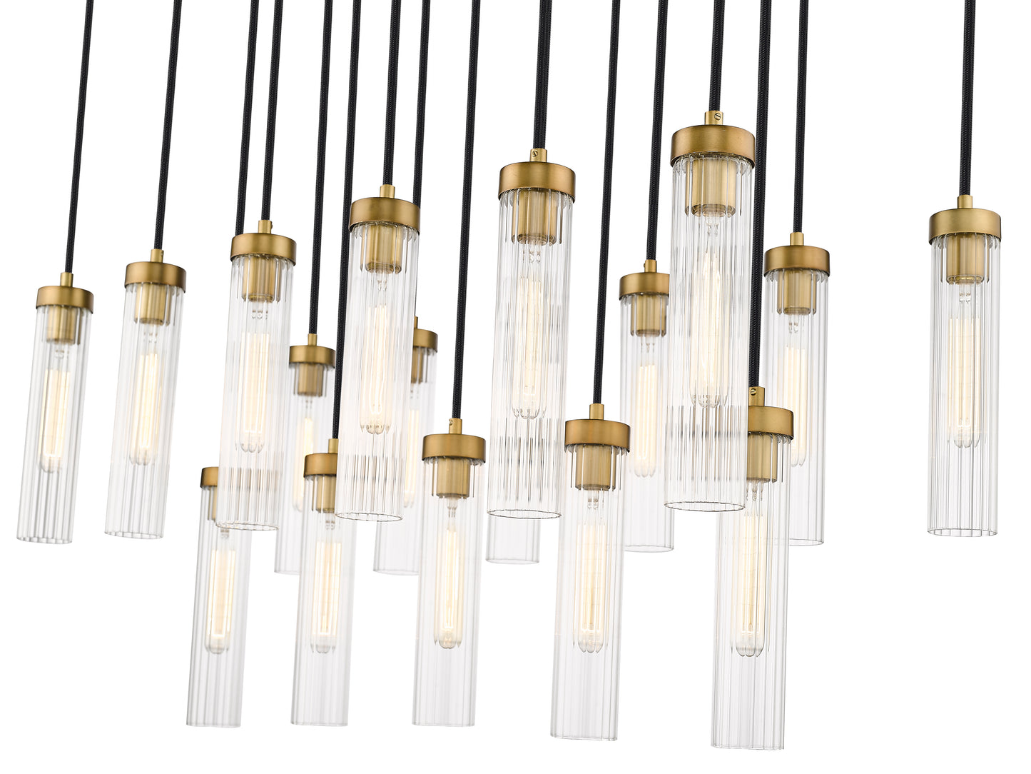 740P-17L-RB - Beau 17 Light Linear 42" Chandelier - Rubbed Brass