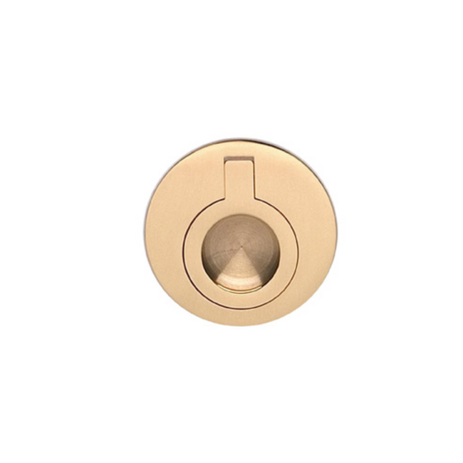 9580/50.US4 - Architectural 2" - Flush Cup Drop Ring Sliding Door Pull - Solid Brass