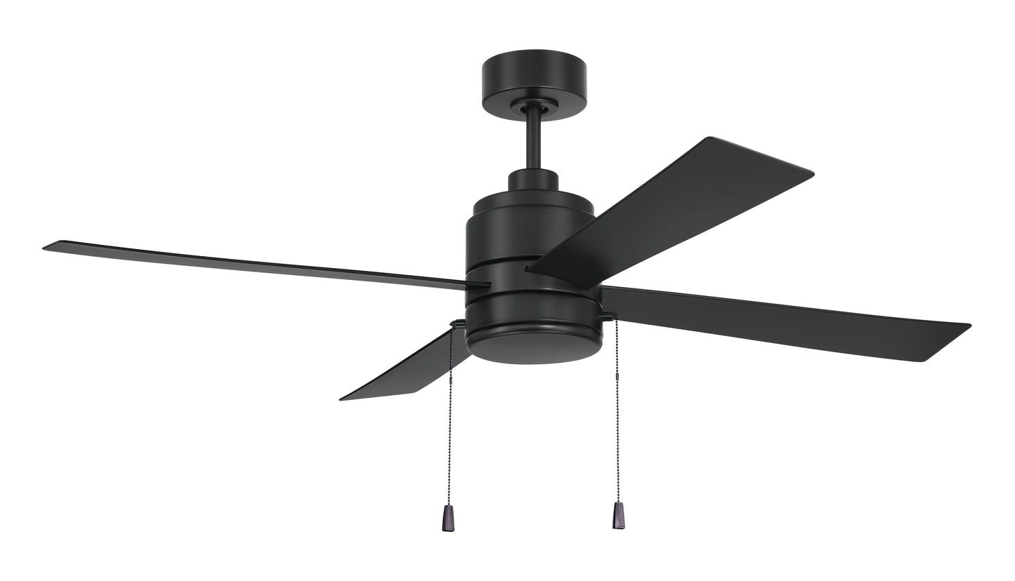 OMCY52FB4-PC - Outdoor McCoy 52 4 Blade with Pull Chains 52" 4 Blade Indoor Outdoor Ceiling Fan with Light Kit - Flat Black