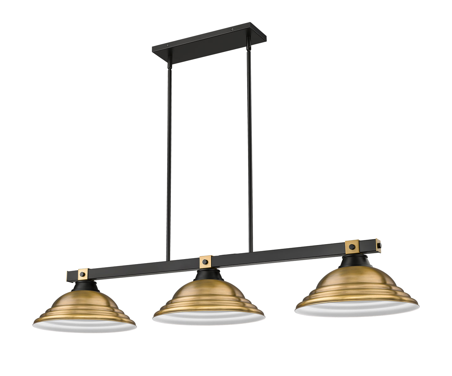 1955-3MB-RB-SRB - Bronte 3 Light 55" Billiard - Matte Black / Rubbed Brass