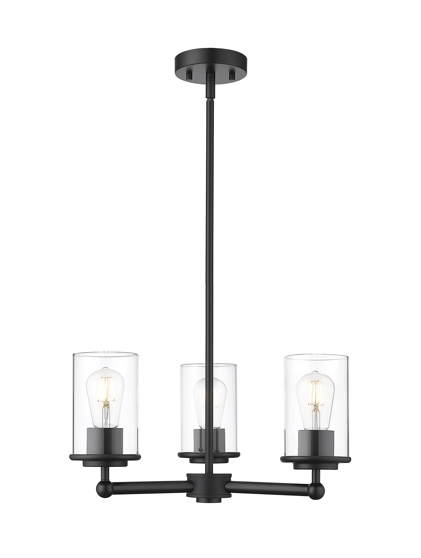 742-3MB - Thayer 3 Light 19" Chandelier - Matte Black