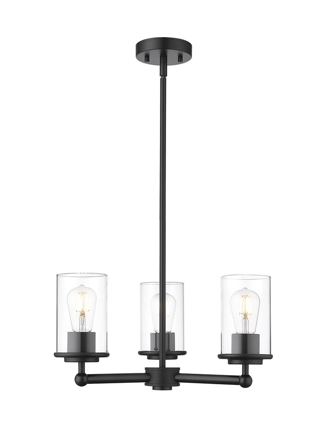 742-3MB - Thayer 3 Light 19" Chandelier - Matte Black