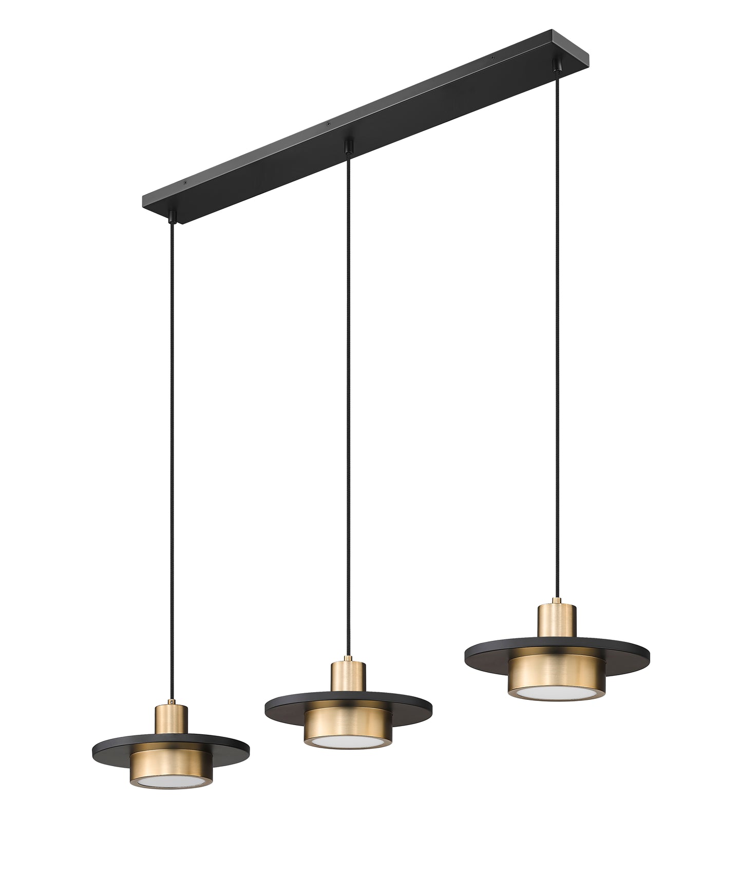 829P12-3L-MB-MGLD-LE - Ludo 3 Light Linear 52" Chandelier - Matte Black / Modern Gold