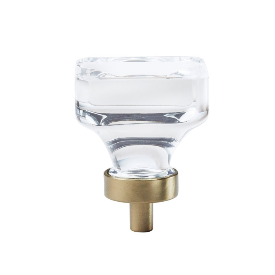 BP36653CBBZ-10PACK - Glacio 1 3/8" Square Cabinet Knob - Modern Clear/Golden Champagne