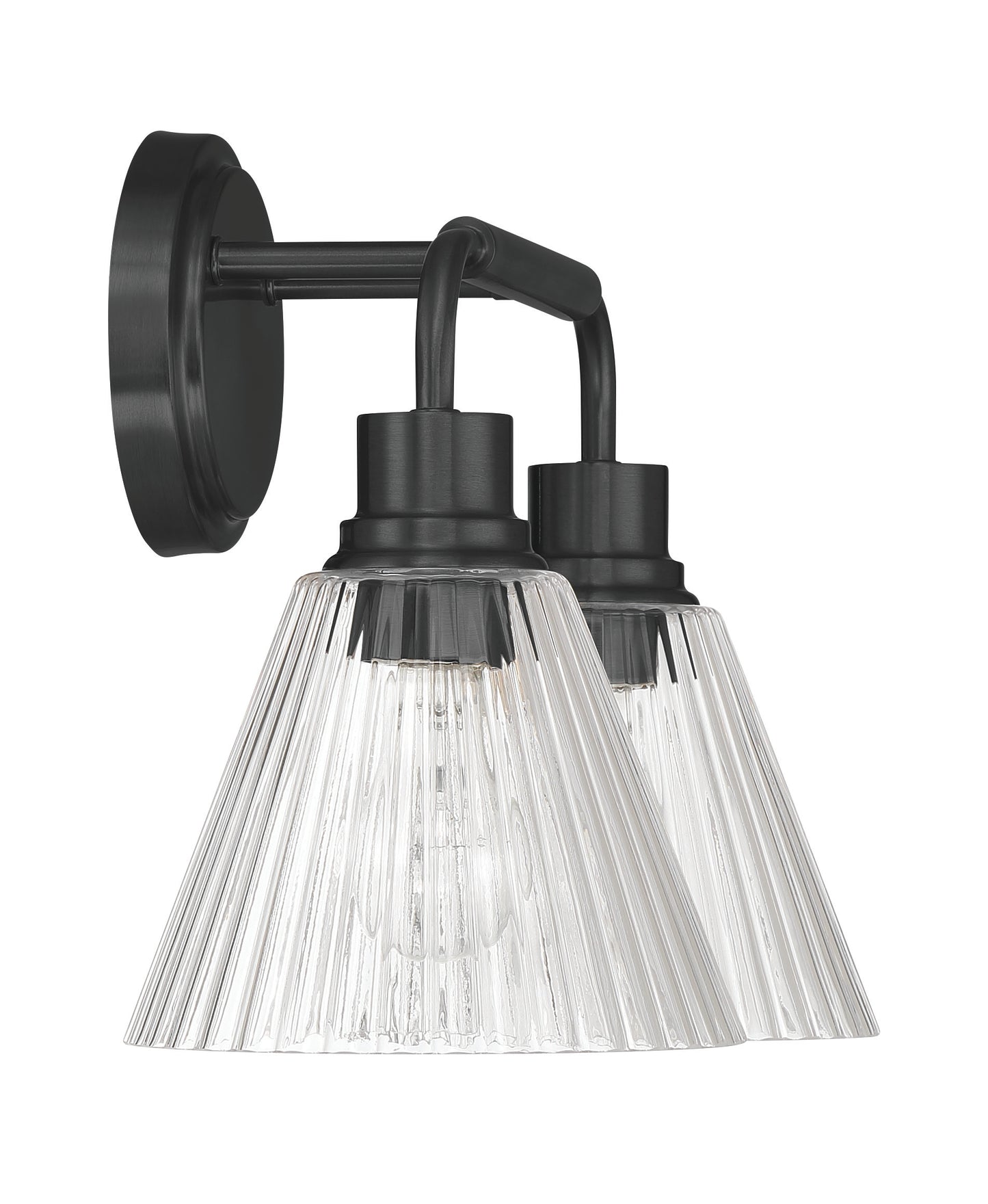 61102-FB - Pleated 2 Light 17" Wide Vanity Light - Flat Black