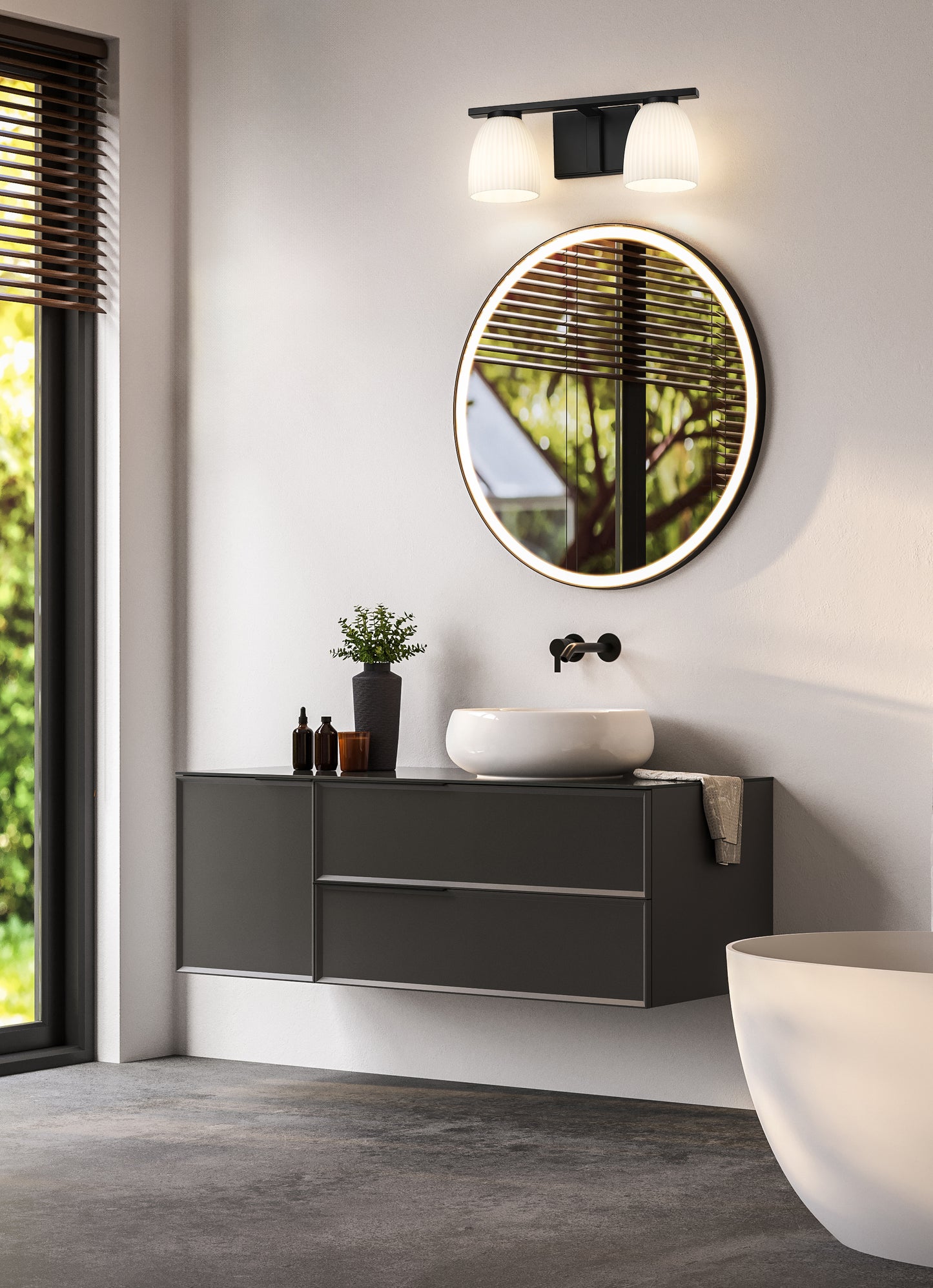 7518-2V-MB - Naya 2 Light 16" Vanity - Matte Black