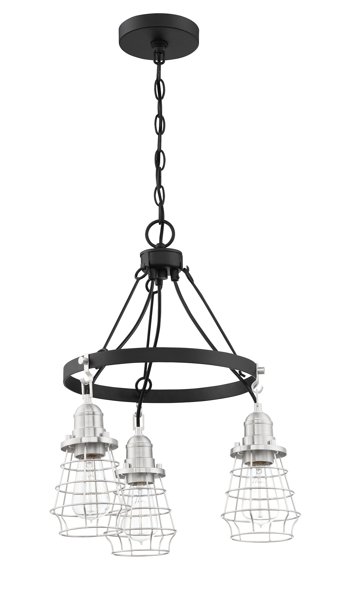 50623-FBBNK - Thatcher 3 Light 18" Wide Chandelier - Flat Black / Brushed Polished Nickel