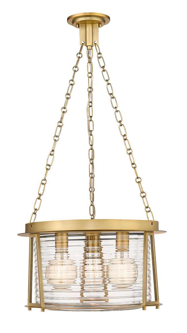 7503P18-RB - Cape Harbor 3 Light 18" Pendant - Rubbed Brass