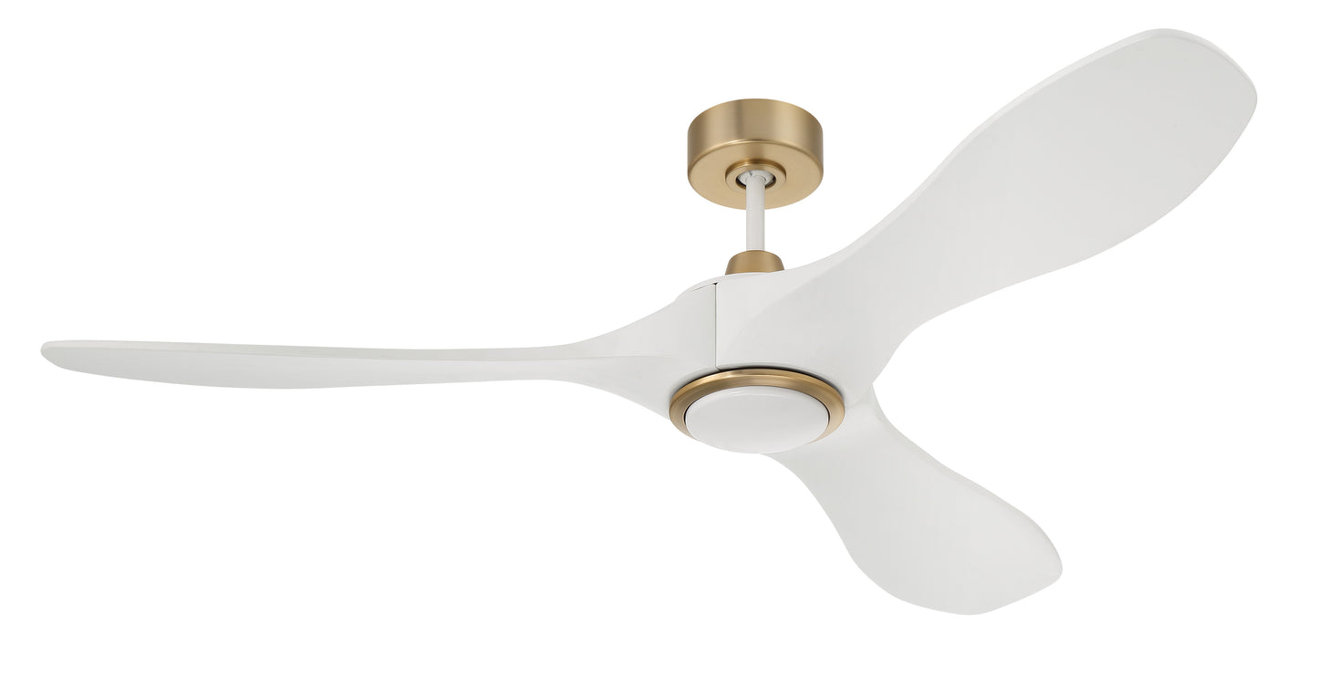 EVY60WSB3-NWF - Envy 60" Ceiling fan, no Wifi 60" 3 Blade Ceiling Fan with Light Kit - White / Satin Brass