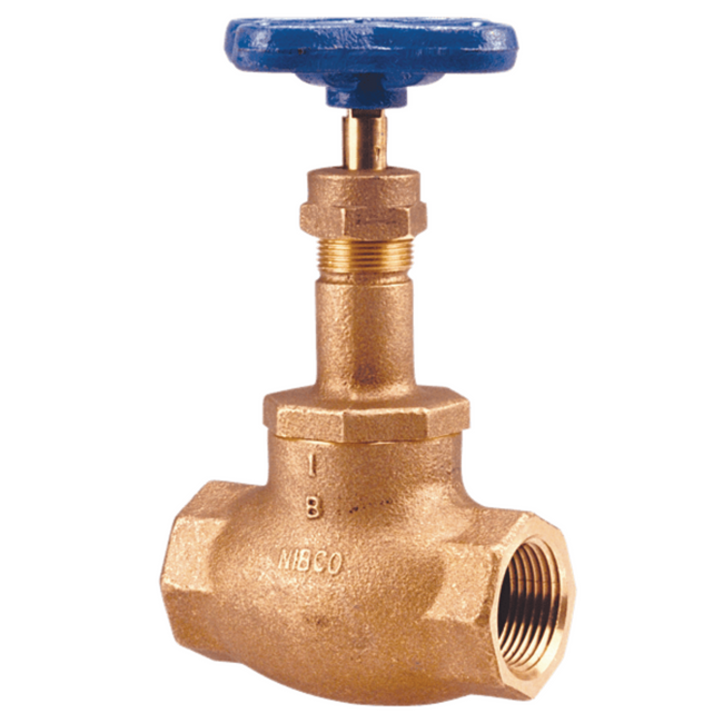 nibco's 3/4" threaded globe valve with blue handle