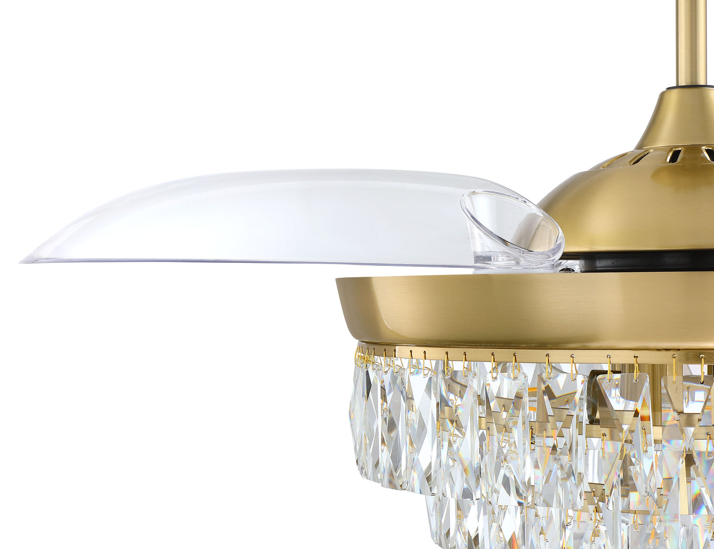 SOF42SB3 - Sofia 42 Hidden Blades 42" 3 Blade Ceiling Fan with Light Kit - Satin Brass