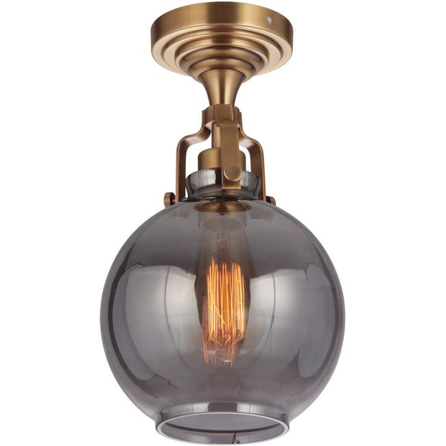 X8308-VB - State House 1 Light 13.6" High Semi Flush Mount - Vintage Brass