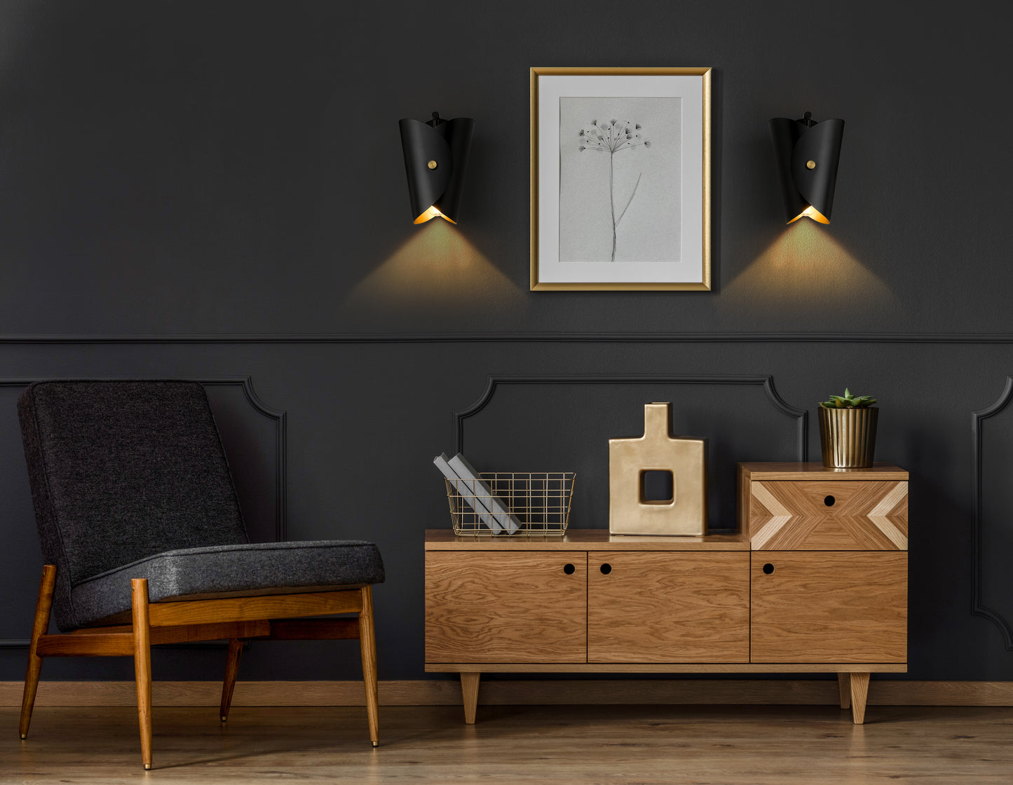 1951-1S-MB - Salone 1 Light Wall 12" Sconce - Matte Black