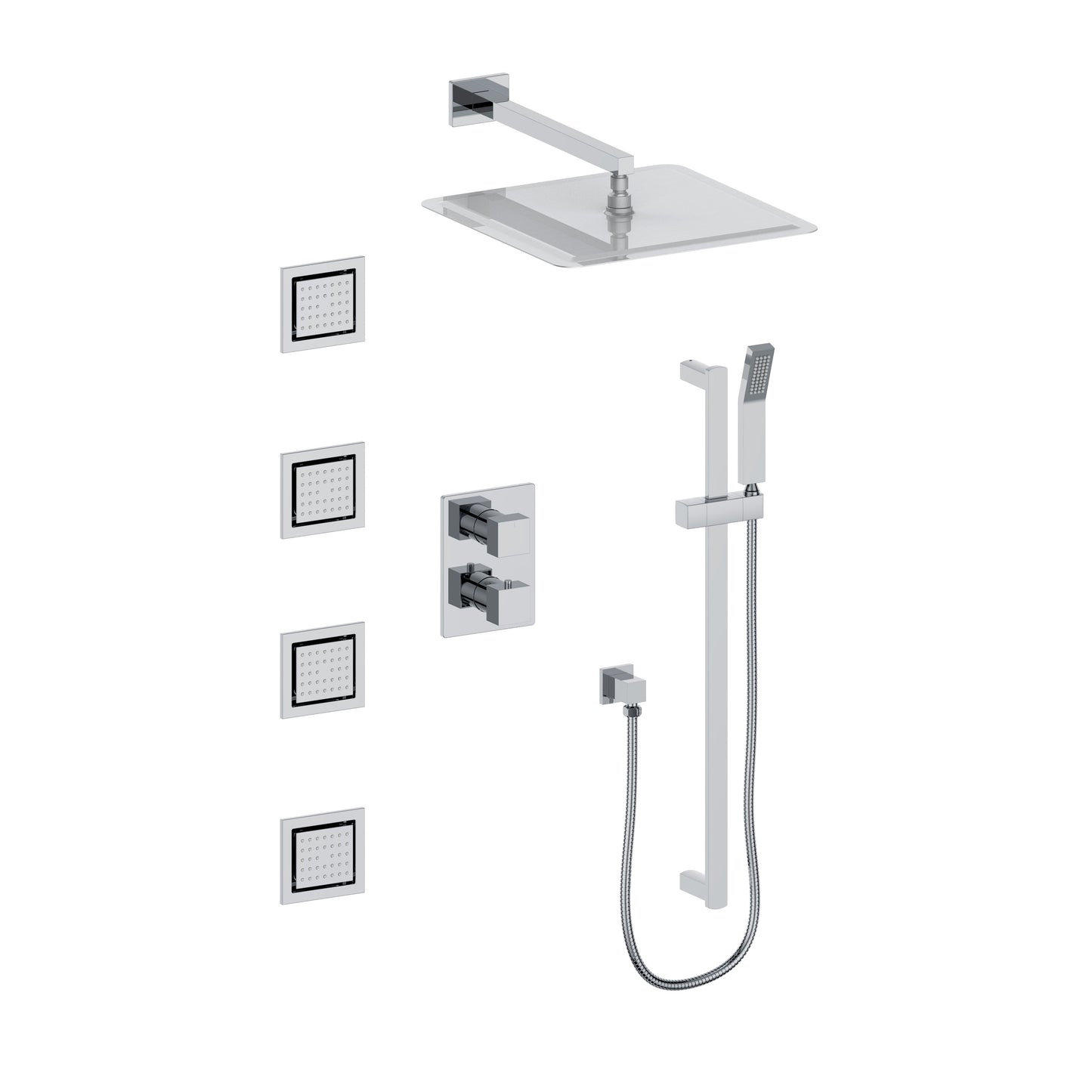 CBY-SHS-T3-CH - Crystal Bay Thermostatic Shower System with Body Jets in Chrome